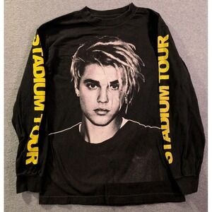 Justin Bieber Stadium Tour 2017 Long Sleeve Concert Shirt Size S Black Official